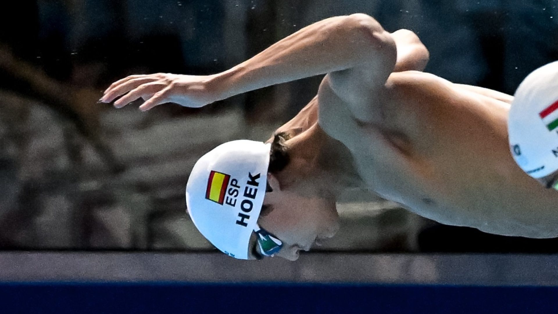Luca Hoek Le Guenedal of Spain competes in the swimming 100m Freestyle Men Semifinal during the 22nd World Aquatics Championships at the WAC Arena in Singapore (Singapore), July 30, 2025.