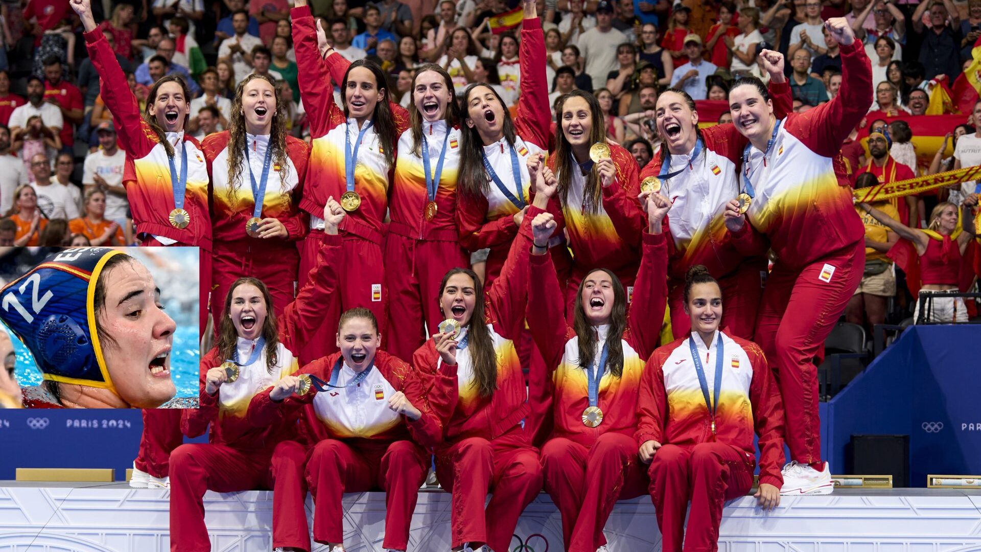 SELECCION WATERPOLO FEM RFEN ORO JJOO PARIS y PAULA